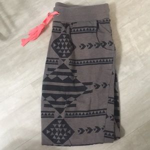 Cuffed Aztec print grey joggers